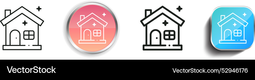 Clean house icon thin linear regular and button vector image