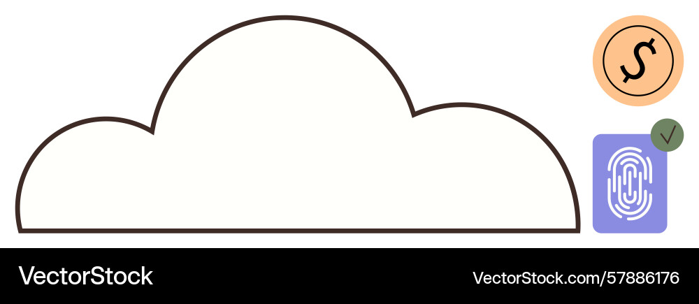 Cloud shape with currency and fingerprint Vector Image