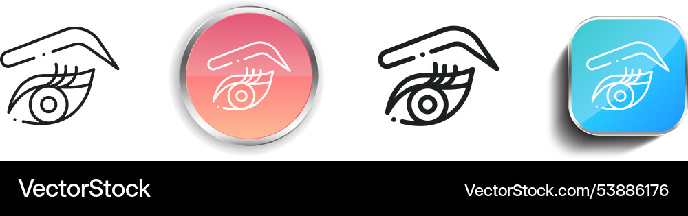 Eyebrow icon thin linear regular and button style vector image