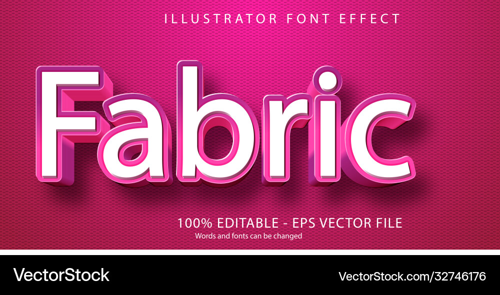 Fabric style editable text effect vector image