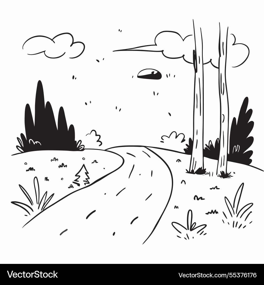 Simple flat as tranquil forest path in summer Vector Image