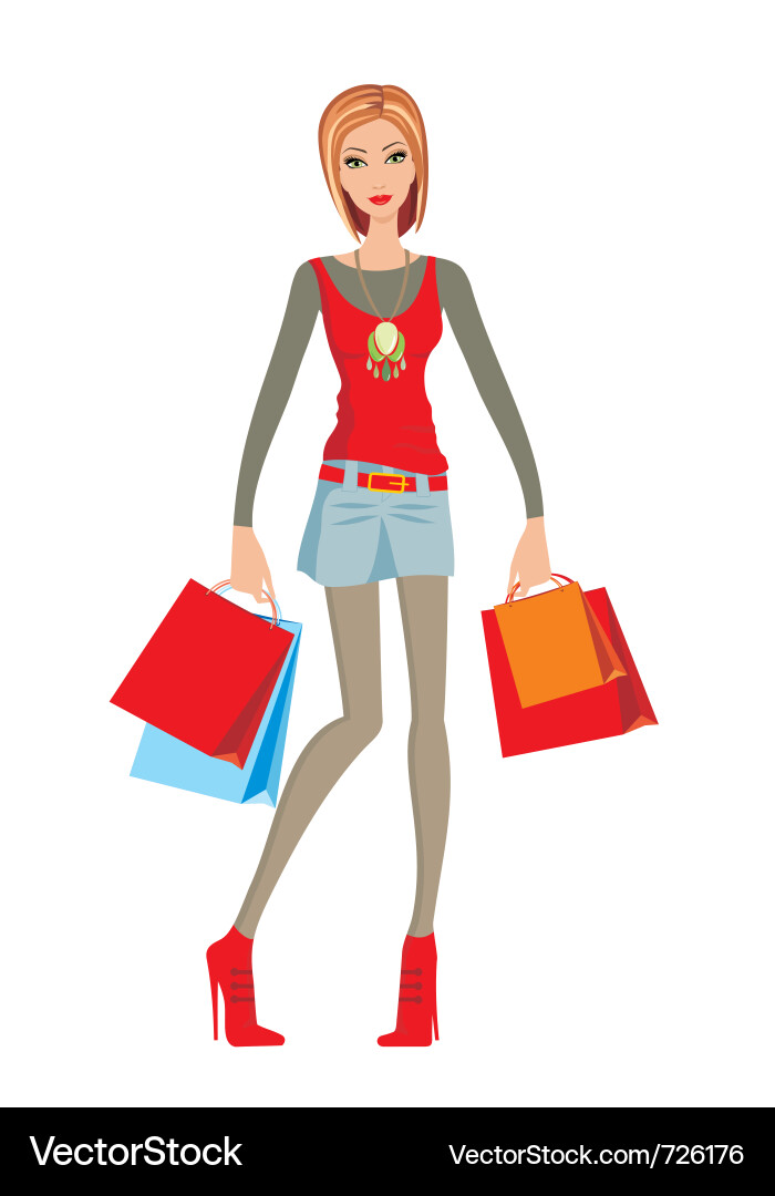 Young woman makes shopping vector image