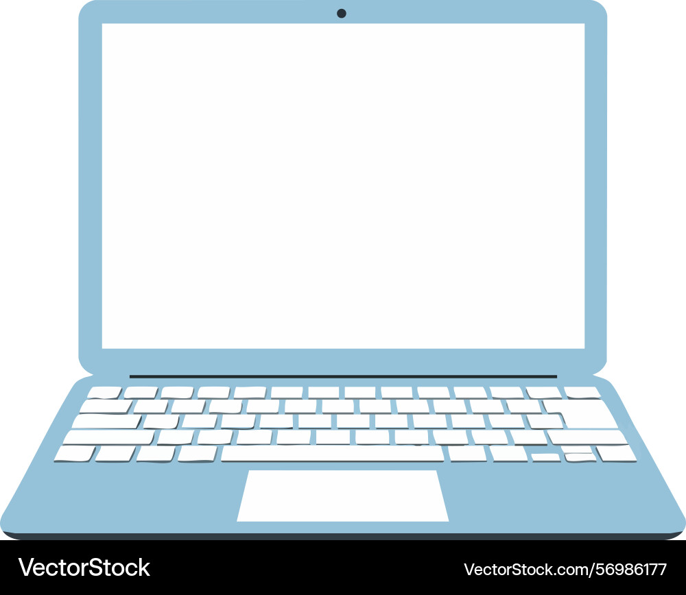 Laptop computer with blue frame and keyboard Laptop computer with blue frame and keyboard Vector Image