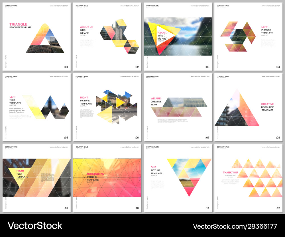 Minimal brochure templates with triangular design Minimal brochure templates with triangular design vector image