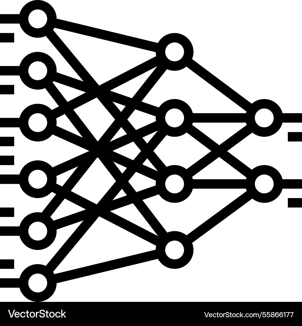 Neural network diagram nlp line icon vector image