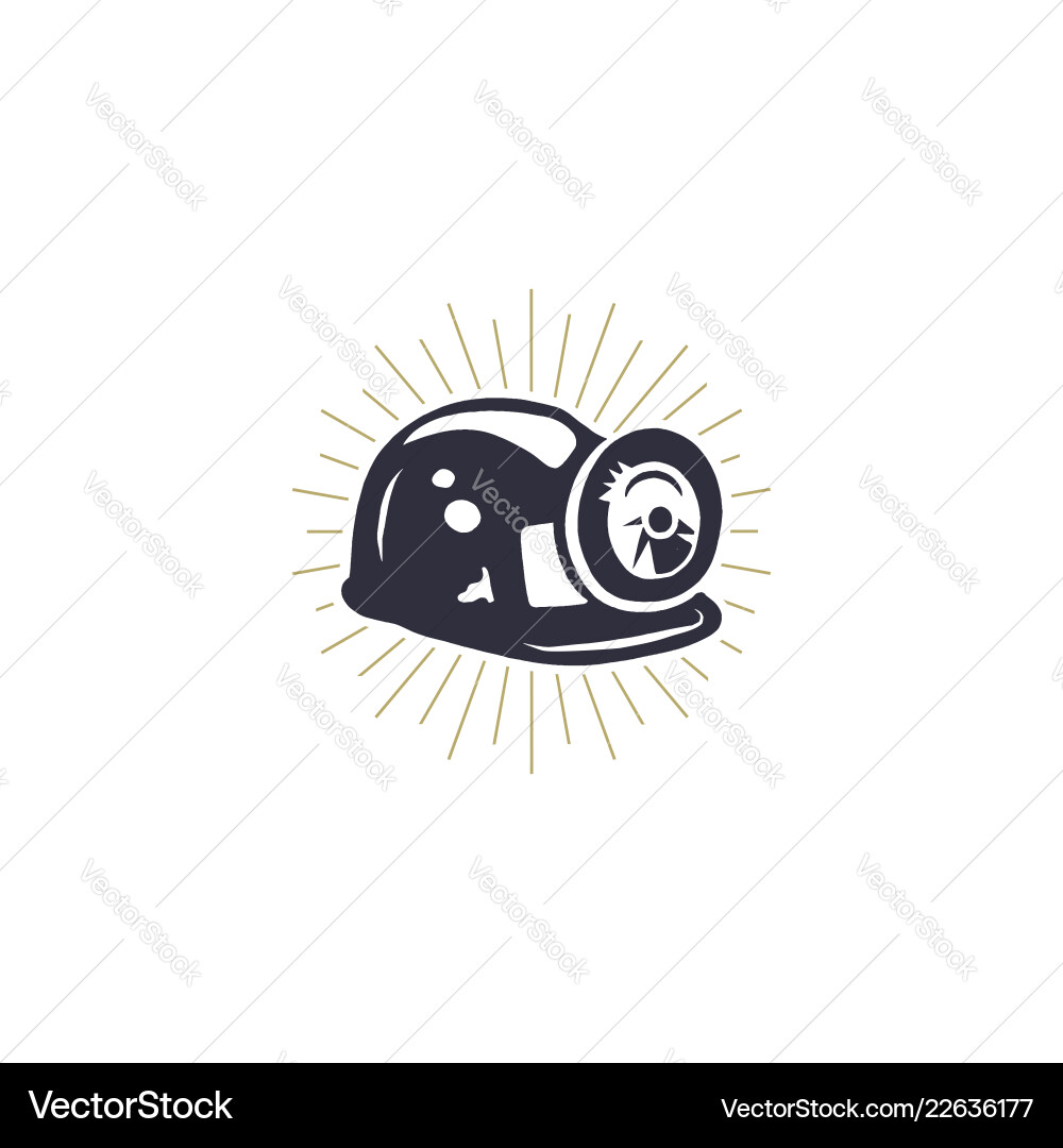 Retro mining helmet icon with built-in light vector image