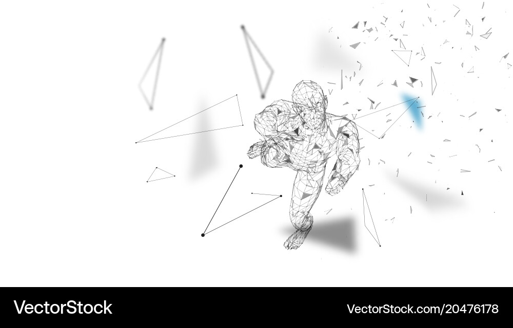 Conceptual abstract man with hands up connected vector image