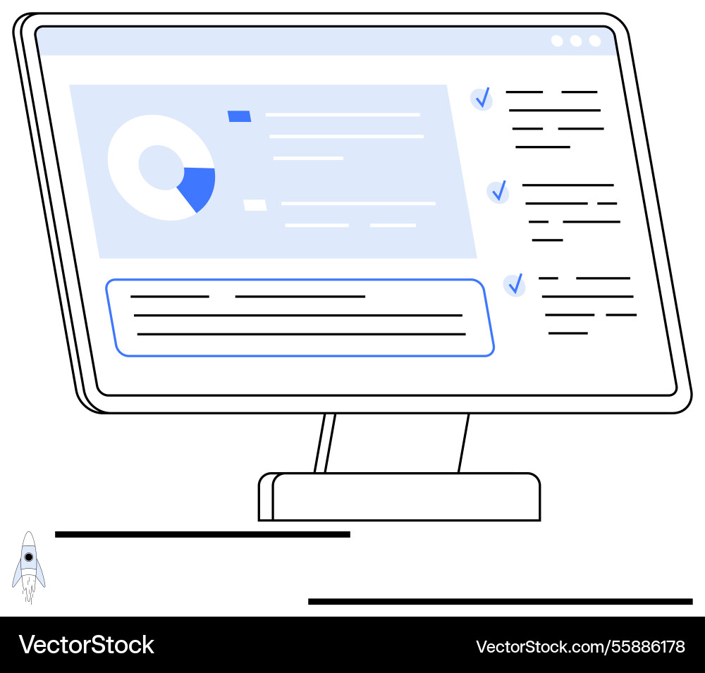 Desktop screen with analytics dashboard Desktop screen with analytics dashboard vector image