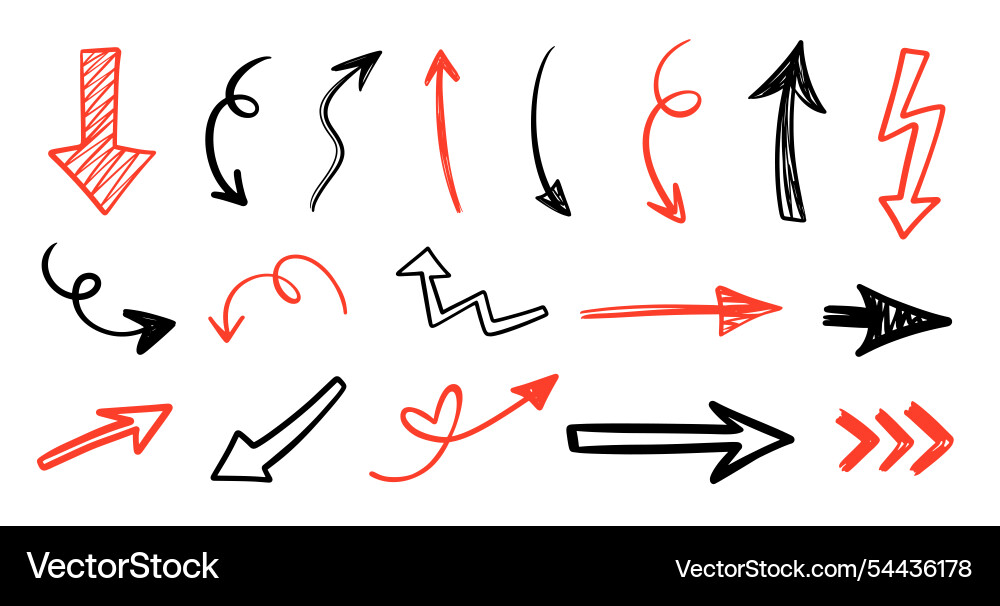 Different scribbles arrows marks icons set Different scribbles arrows marks icons set vector image