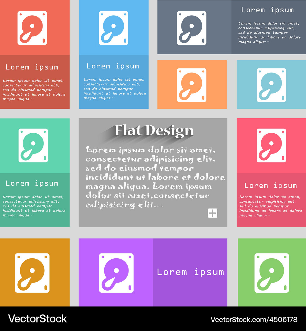Hard disk and database icon sign set Vector Image