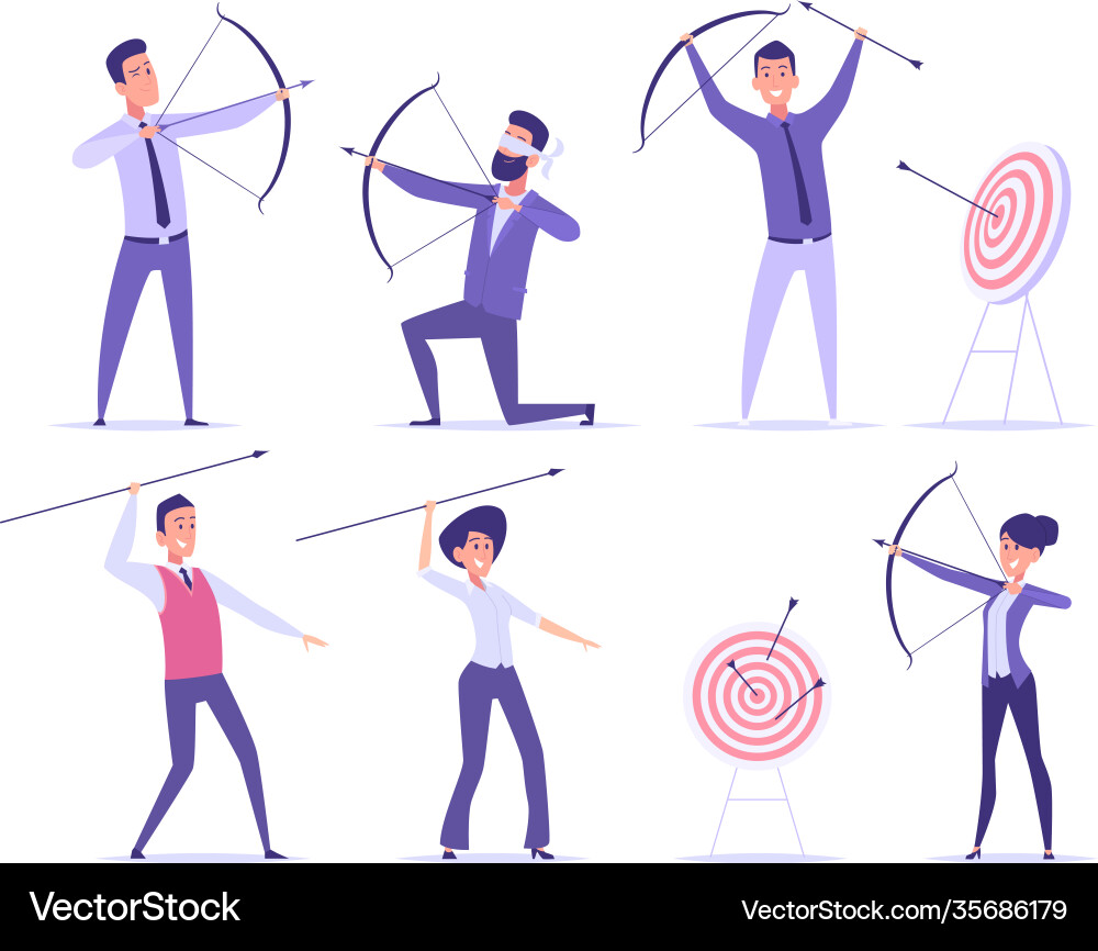 Business archer office manager shooting to goal Business archer office manager shooting to goal vector image