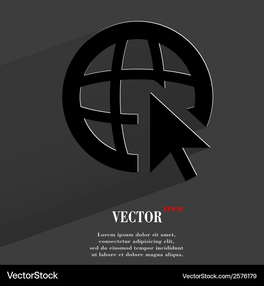 Globe flat modern web button with long shadow Vector Image