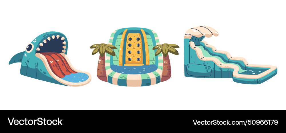 Inflatable castle slides with pools creating Inflatable castle slides with pools creating vector image