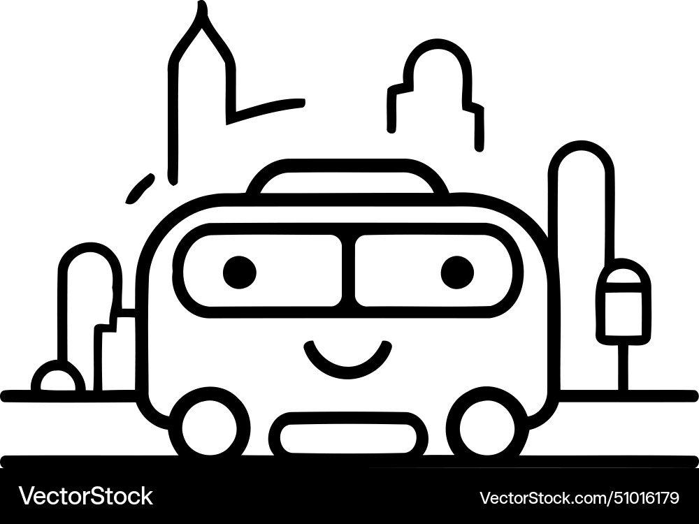Modern in flat line design style of bus Vector Image