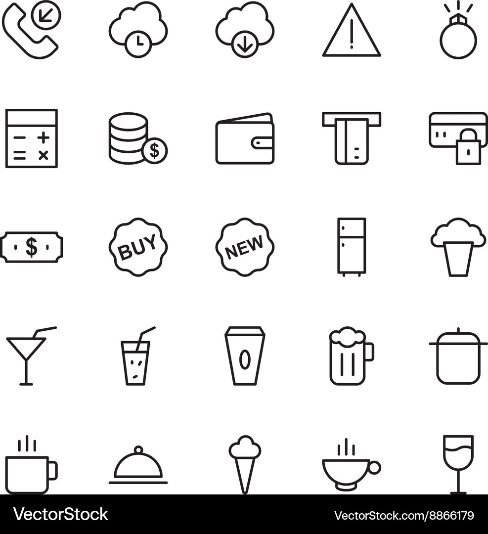 Web and user interface outline icons 5 Vector Image