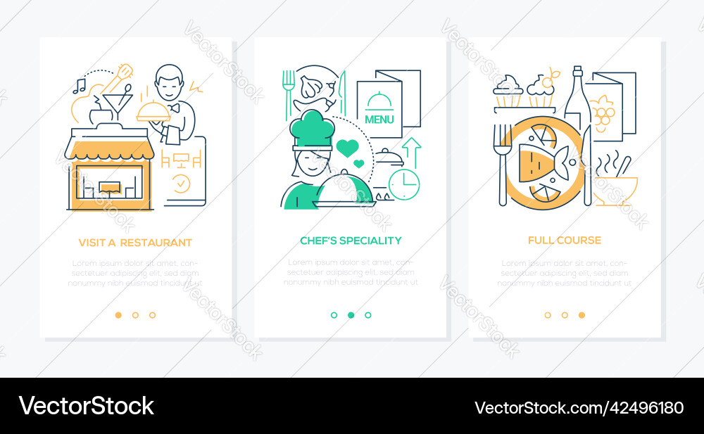 Delicious food and restaurant - line design style Delicious food and restaurant - line design style vector image
