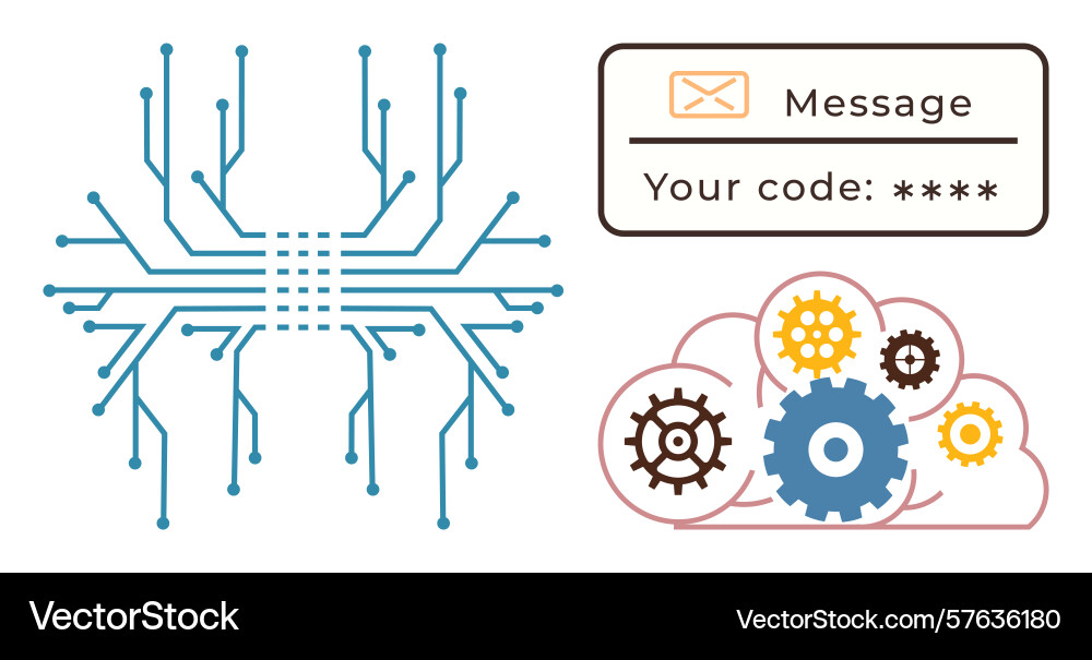 Digital circuitry code authentication message Digital circuitry code authentication message vector image
