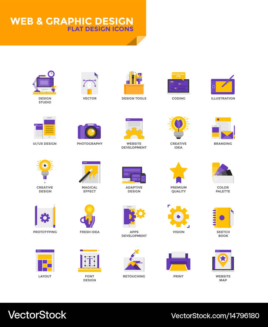 Flat Web Icons - Minimalist Collection Vector Image