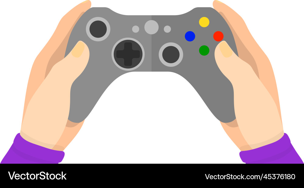 Hands hold gamepad video game controller icon Hands hold gamepad video game controller icon vector image