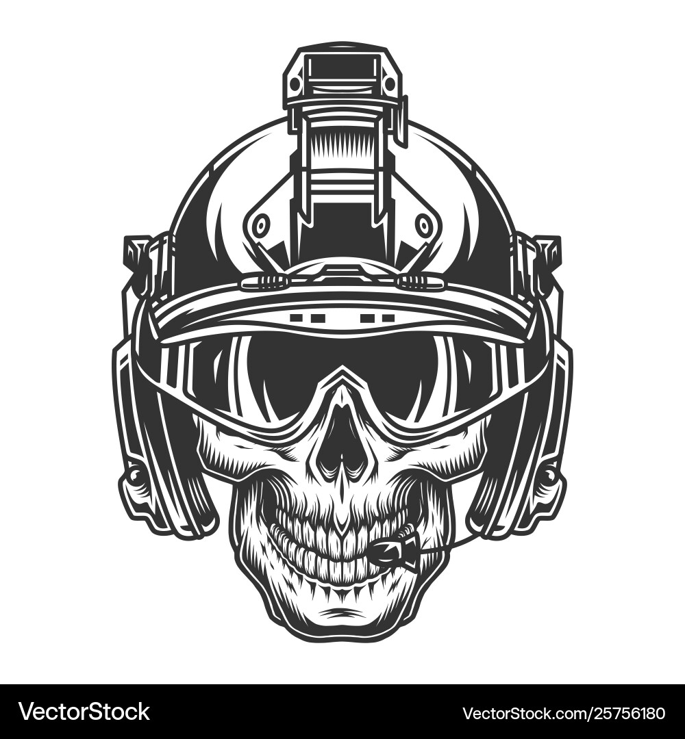 Military Skull Helmet Vector Image