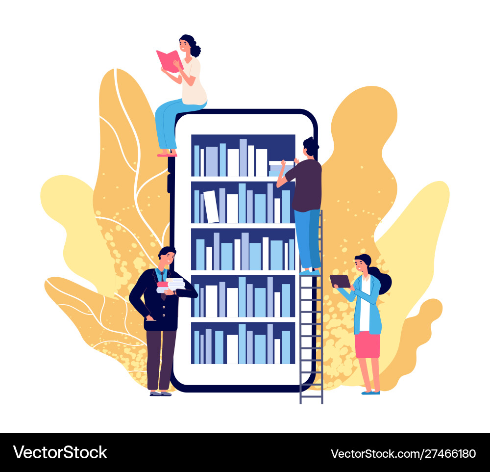 Online library people reading books Online library people reading books vector image