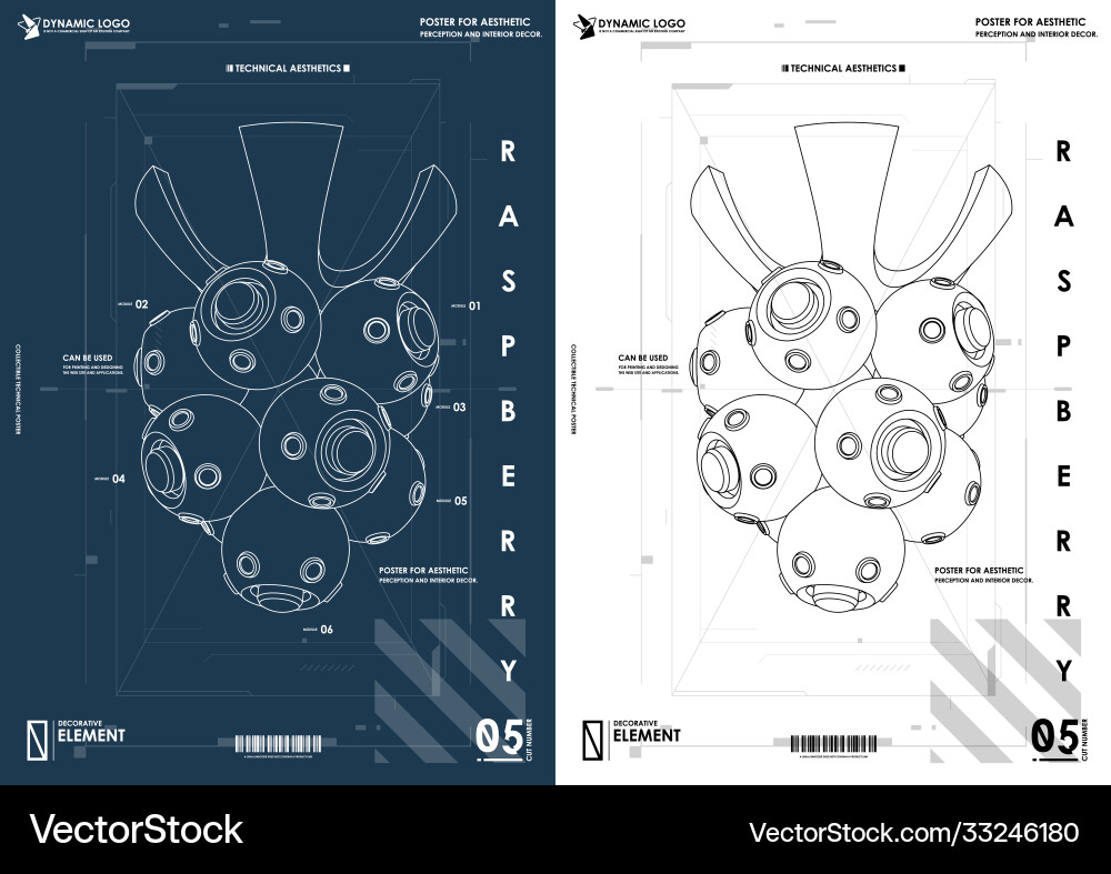Raspberry Tech UI Poster vector image