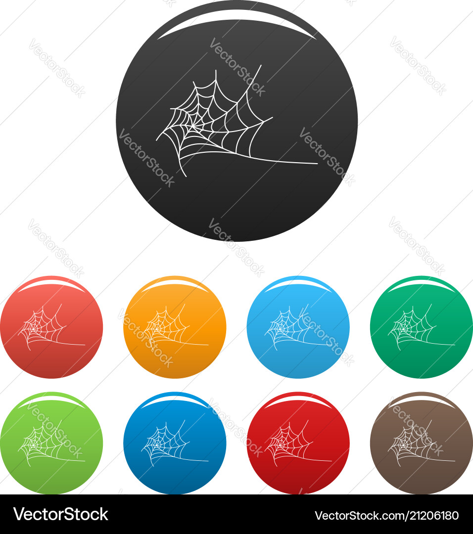 Round spiderweb icons set color Vector Image