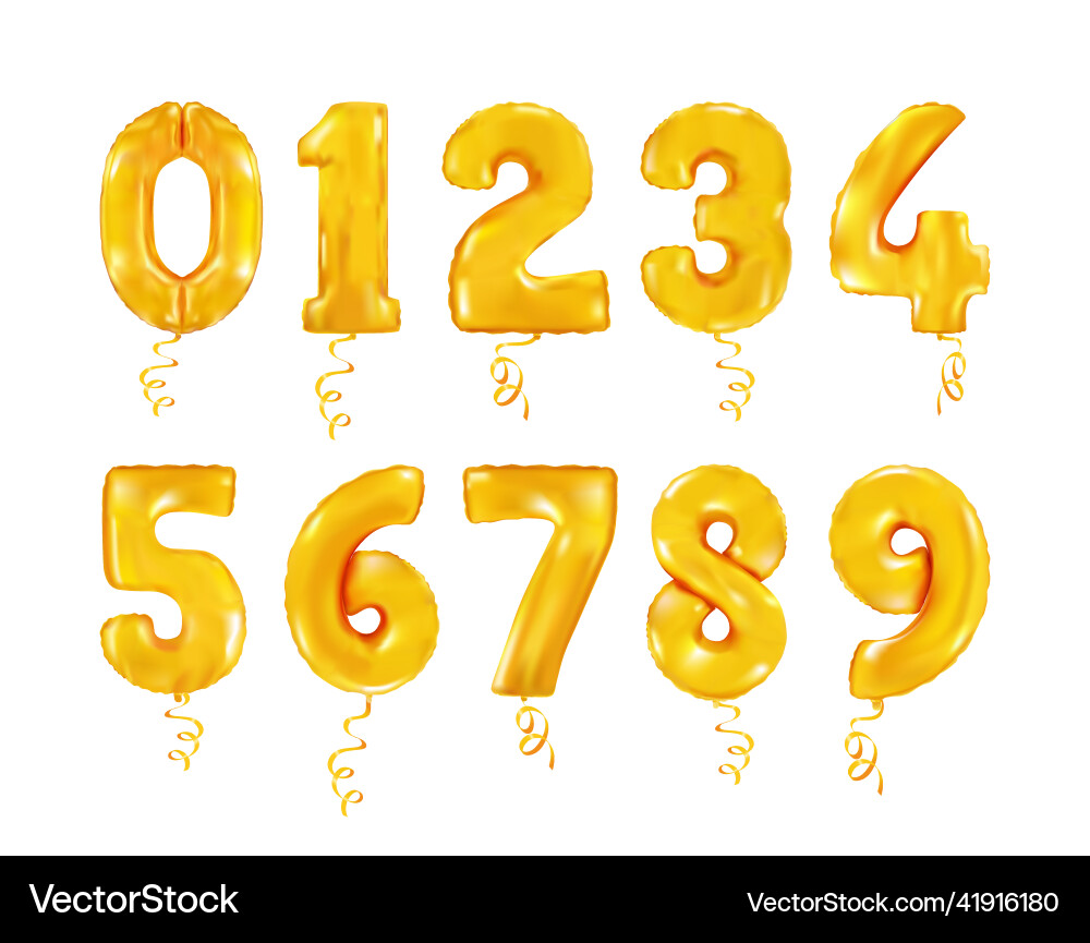 Set of balloons in the shape numbers Set of balloons in the shape numbers vector image