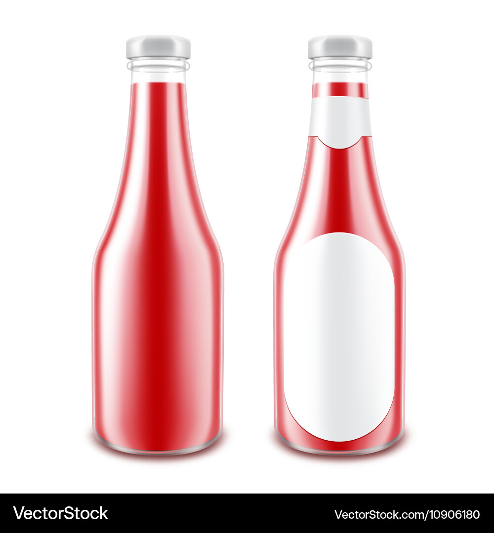 Set of red tomato bottle without with round label Vector Image