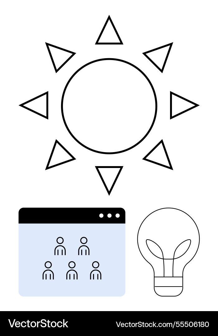 Sun with triangles group in browser window Sun with triangles group in browser window vector image