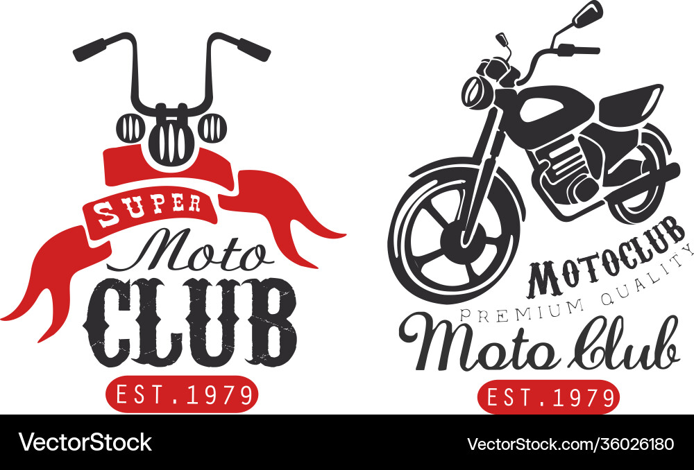 Super moto club retro logo templates set racer Super moto club retro logo templates set racer vector image