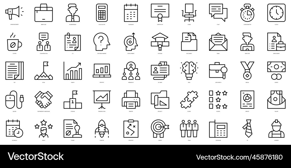Thin Line Employment Icons Set Vector Image