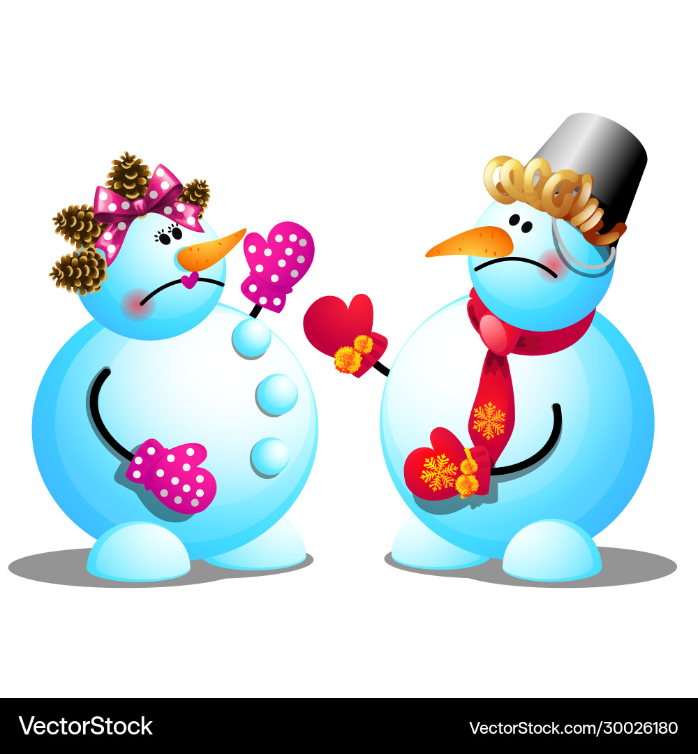 Two snowmen argue and swear isolated on white Two snowmen argue and swear isolated on white vector image