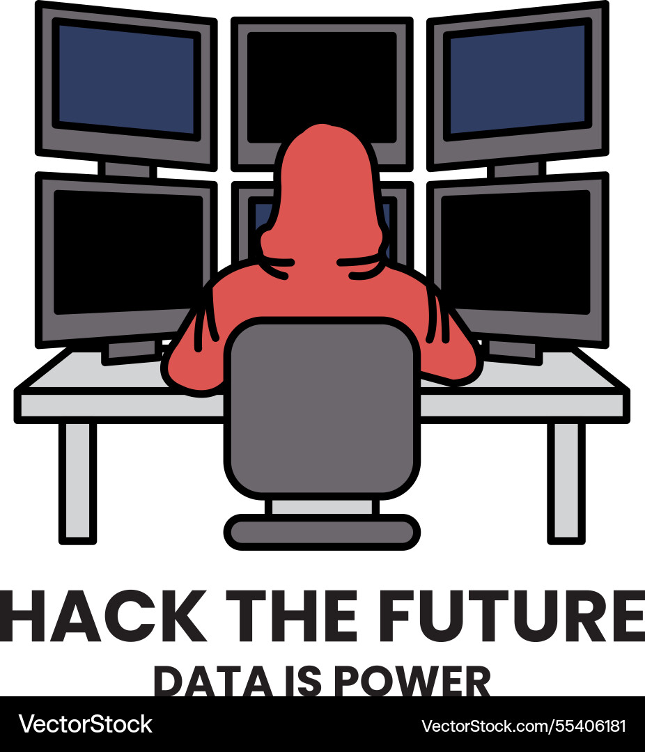 A man in hoodie is hacking into computer A man in hoodie is hacking into computer vector image