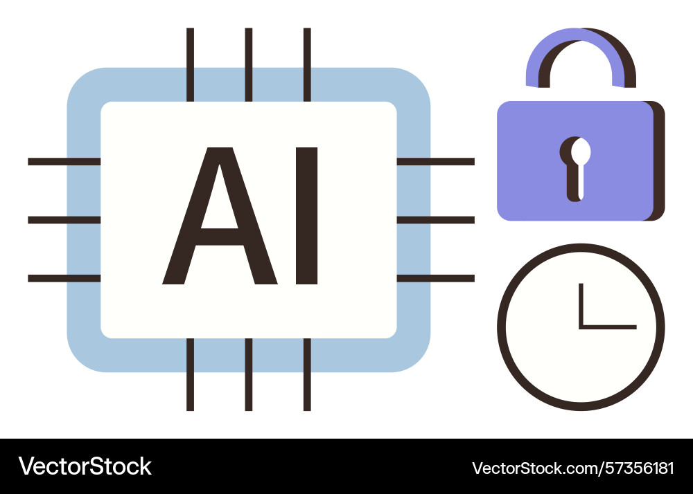 Ai technology chip with security lock and time Ai technology chip with security lock and time vector image