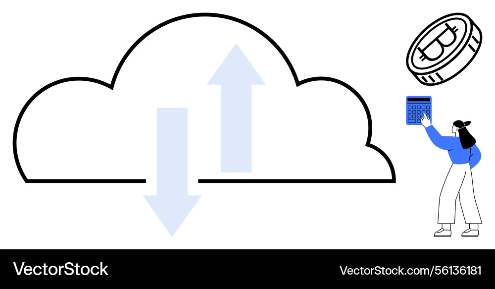 Cloud storage with bitcoin upload and download Cloud storage with bitcoin upload and download vector image
