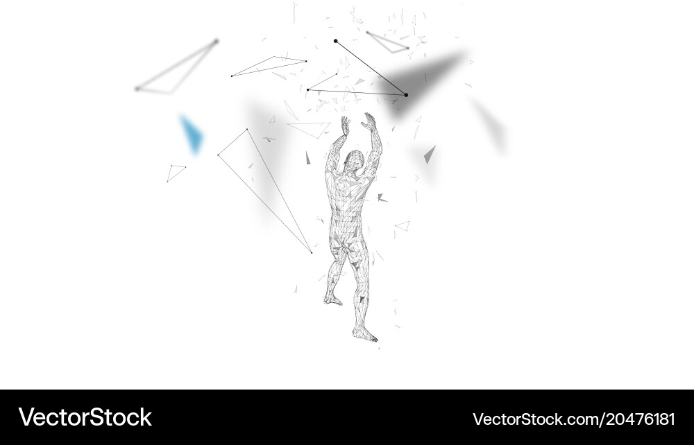 Conceptual abstract man with hands up connected vector image