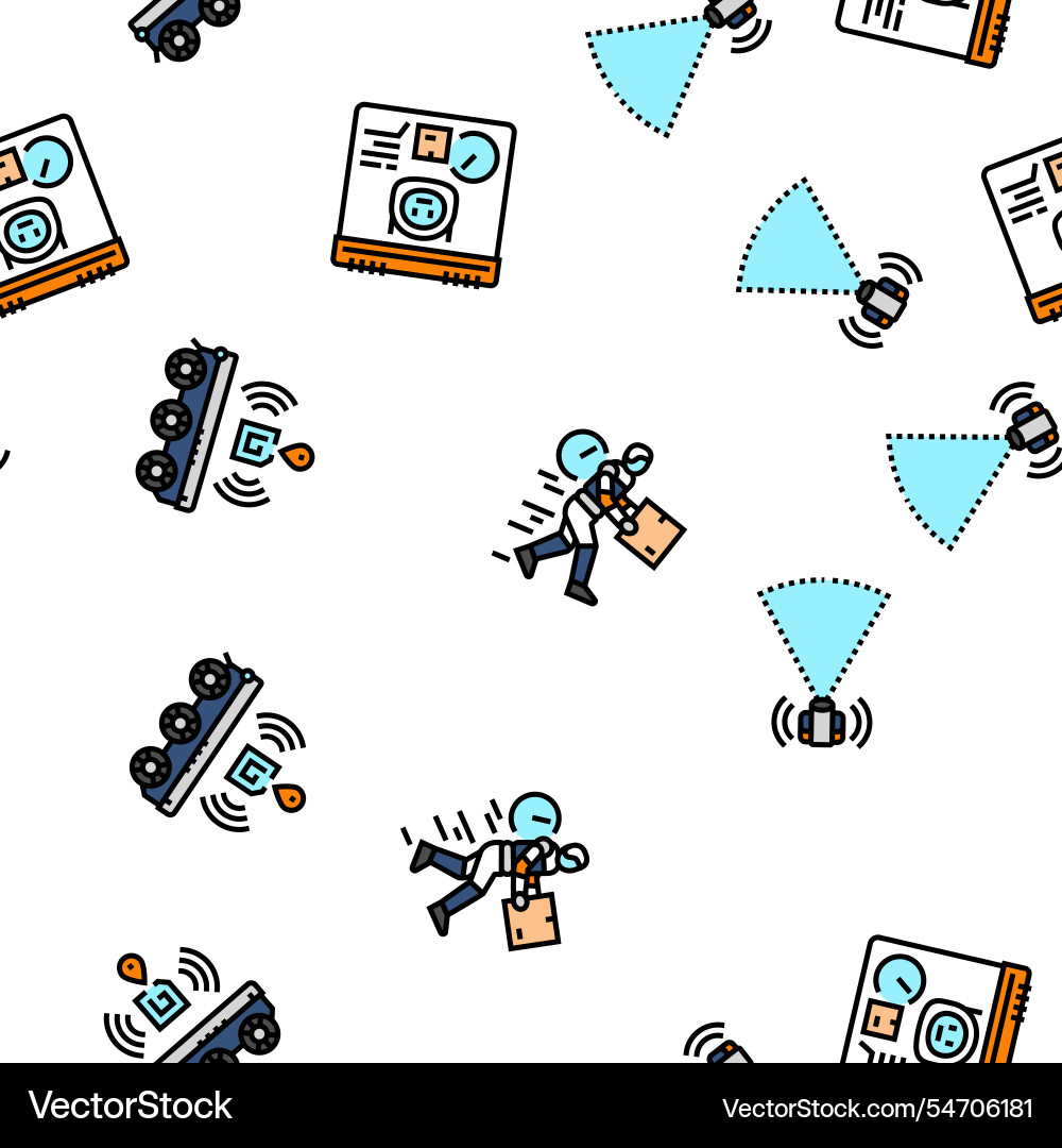 Delivery autonomous robot seamless pattern Delivery autonomous robot seamless pattern vector image