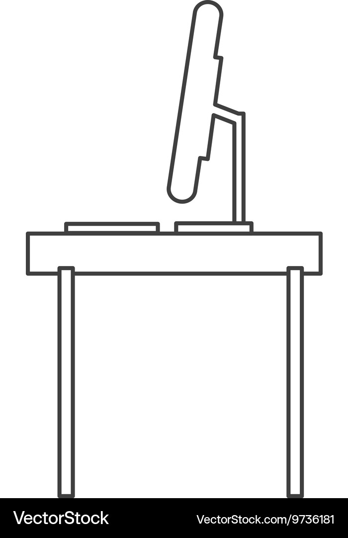 Desk with computer profile icon Vector Image