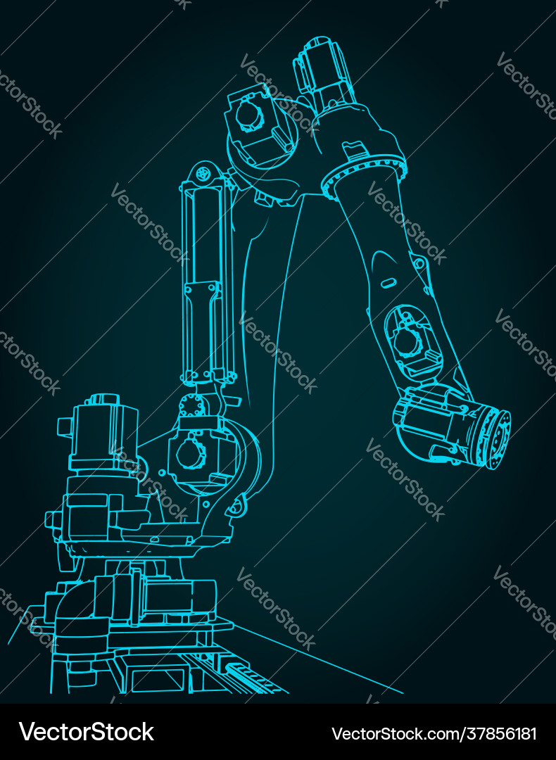 Robotic arm for automated production lines Robotic arm for automated production lines Vector Image