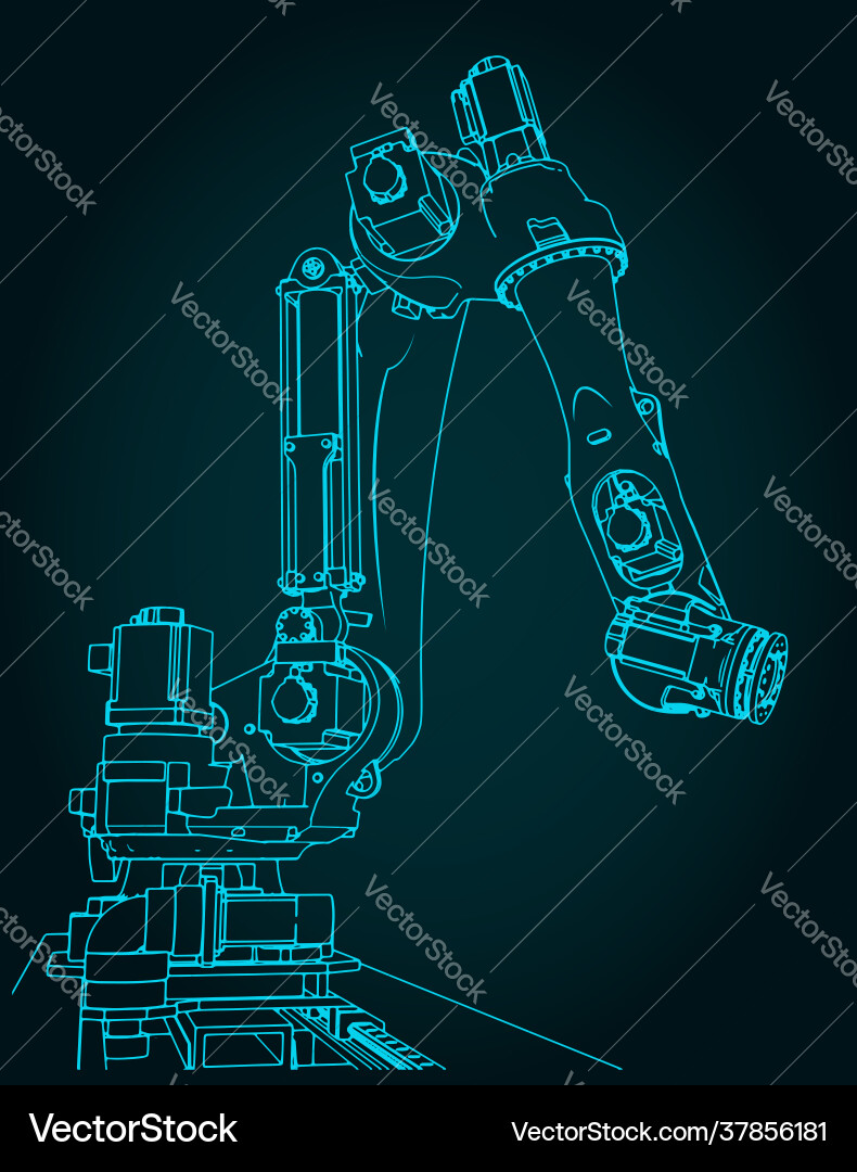 Robotic arm for automated production lines vector image