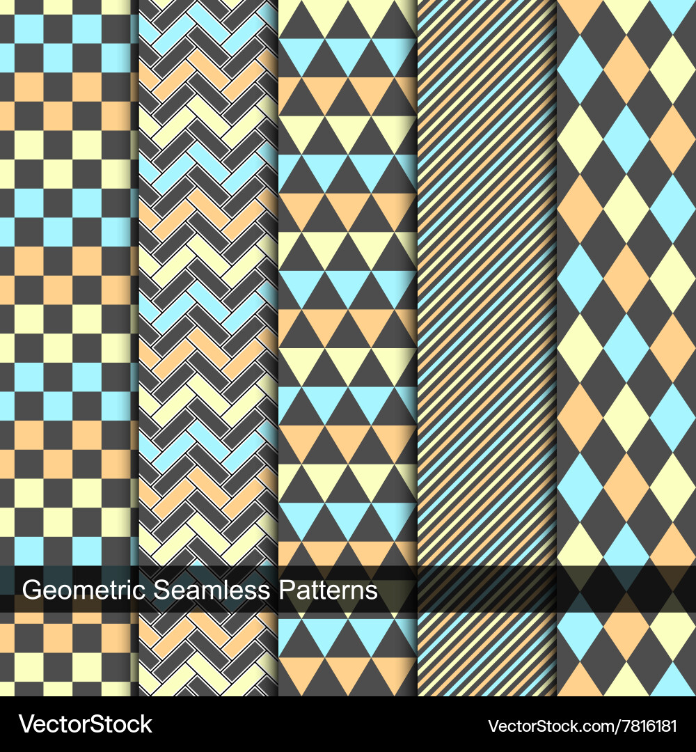 Set of geometric seamless patterns vector image