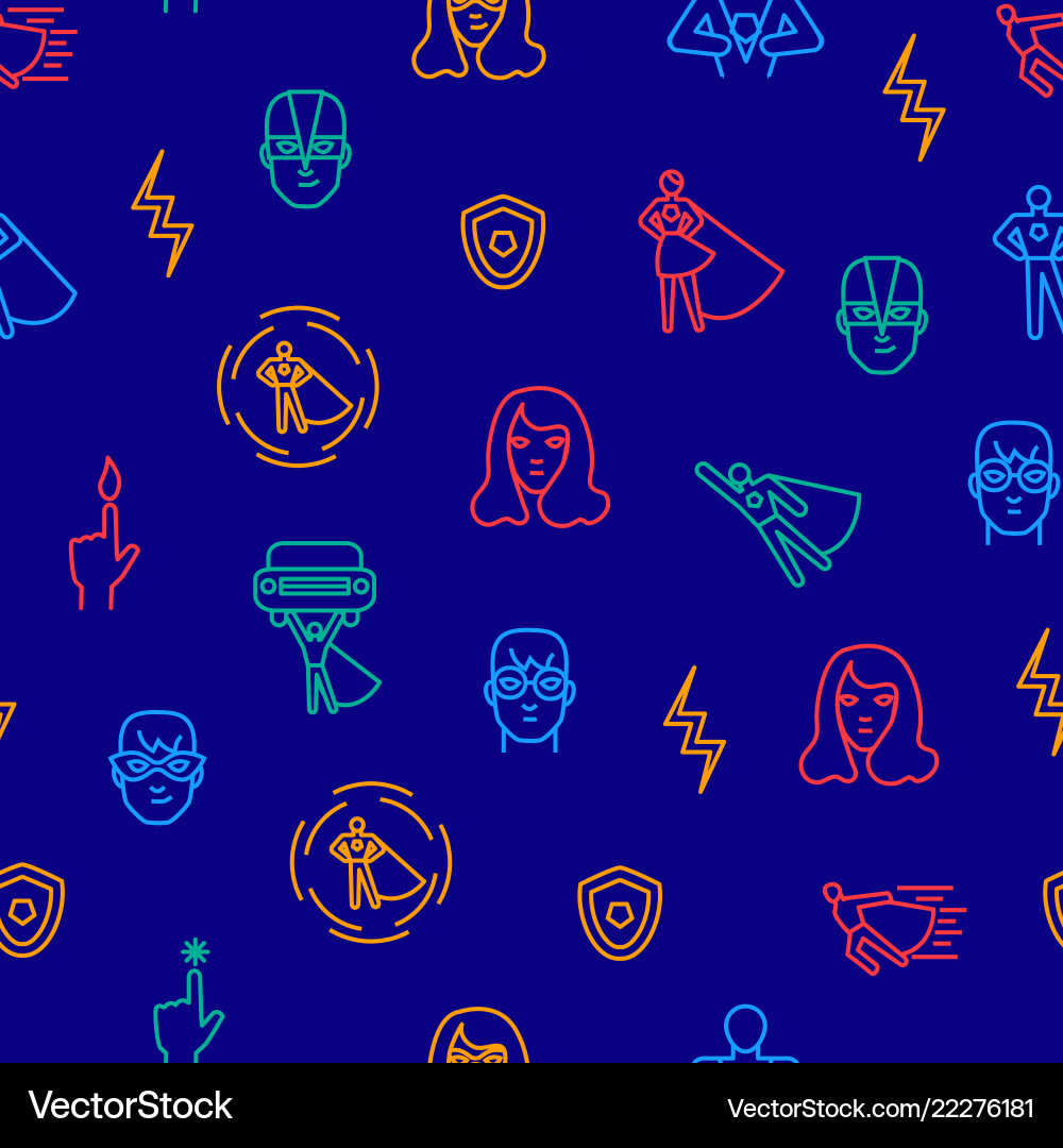 Super hero thin line seamless pattern background Super hero thin line seamless pattern background vector image