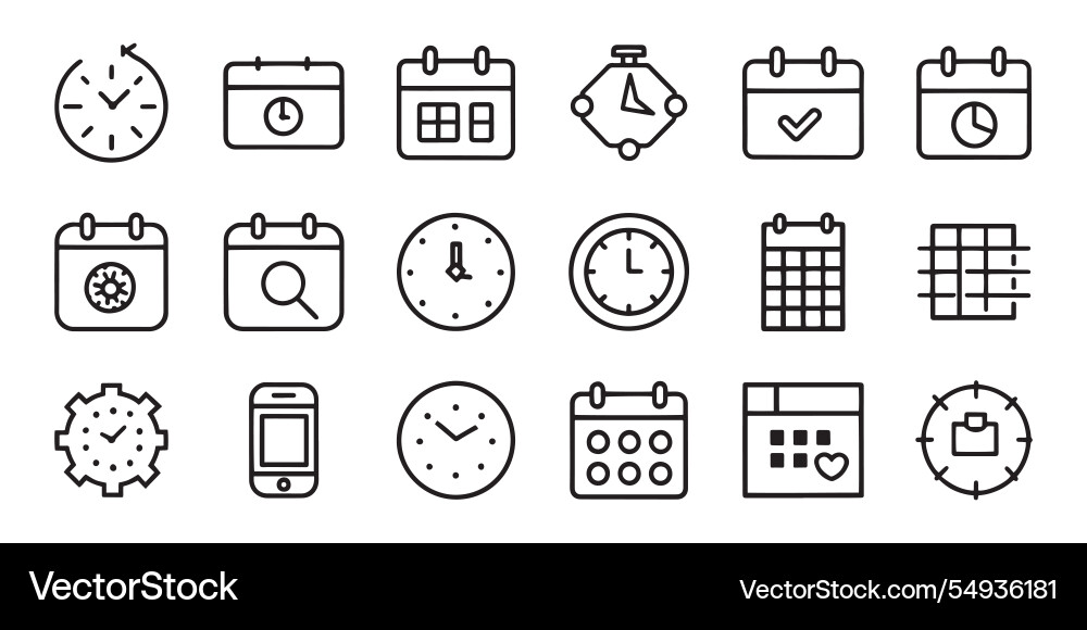 Time date and location related editable stroke Time date and location related editable stroke Vector Image