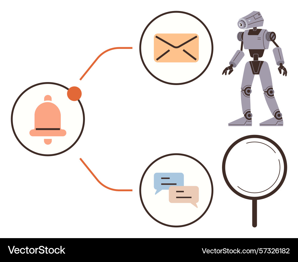 Automation and communication tools connected with Automation and communication tools connected with vector image
