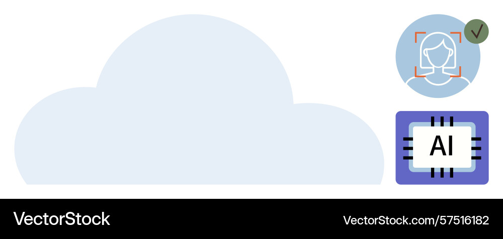 Cloud computing with ai and facial recognition Cloud computing with ai and facial recognition vector image