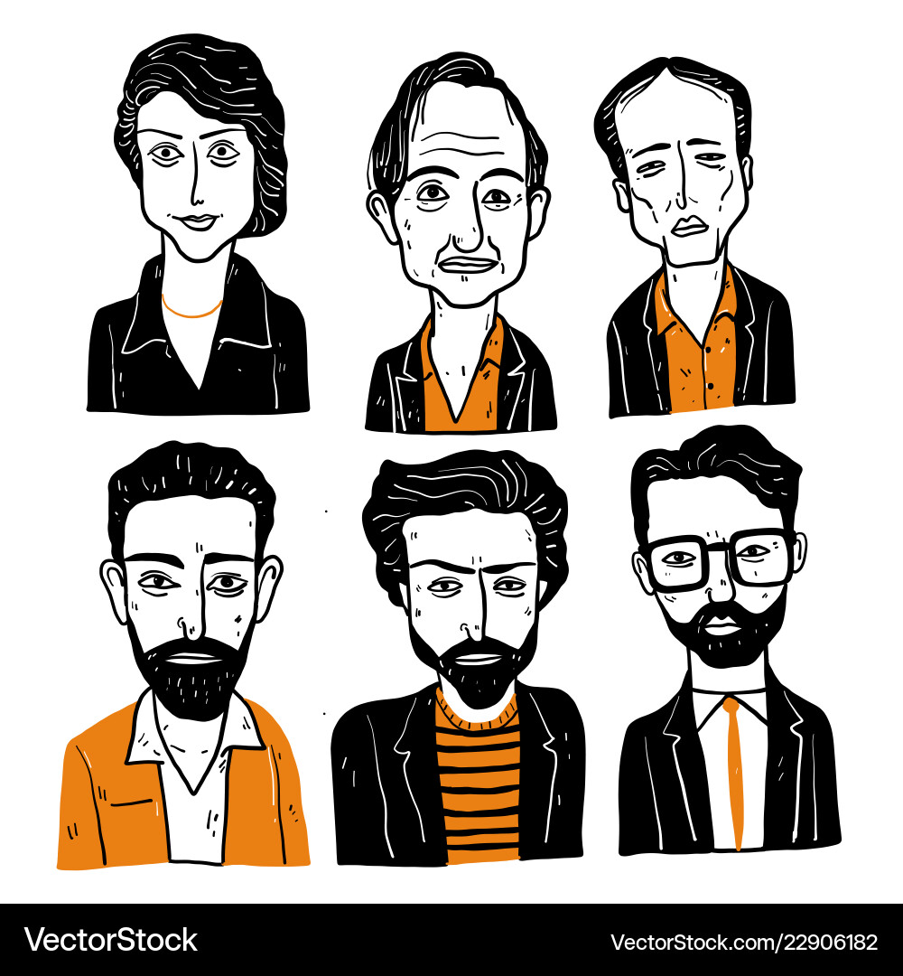 Collection of diverse hand drawn faces Collection of diverse hand drawn faces vector image