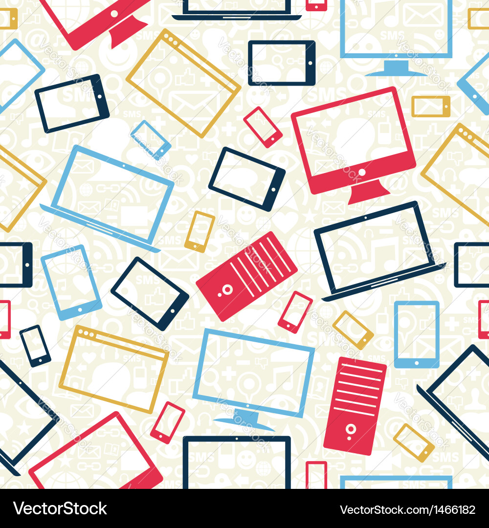 Computer mobile and tablet icons seamless pattern vector image