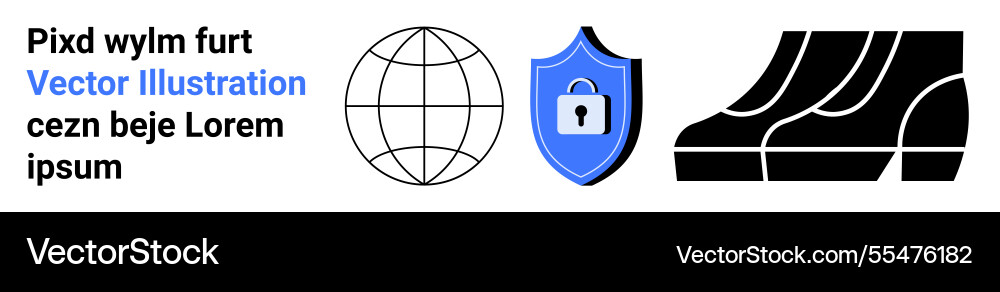 Global security concept with shield lock globe Vector Image