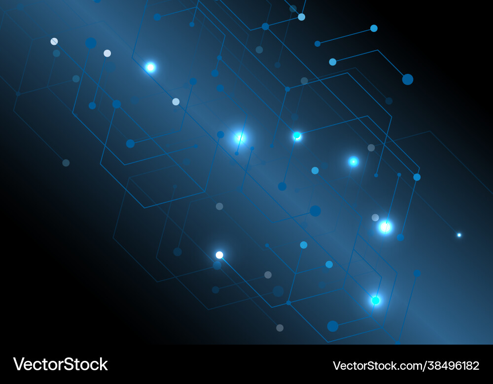 Hexagon technology connect for web design on blue vector image